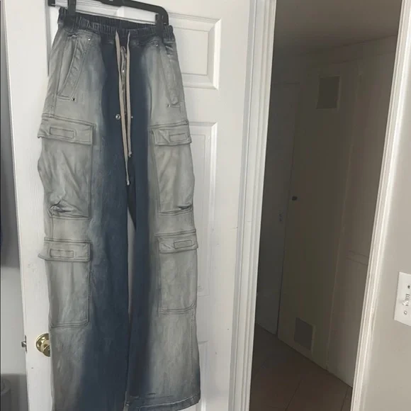 Rick Owens unisex  Mineral Pearl Degrade Two-Tone Denim Pants - Picture 7 of 16